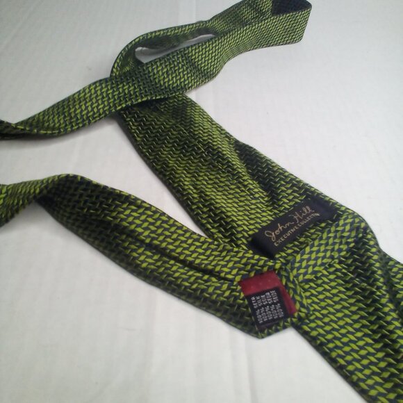 John Hill Executive Collection Men Tie Necktie Silk Green Black - Picture 7 of 7